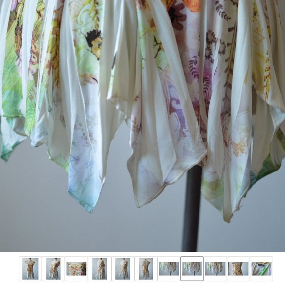 Asymmetrical Women Tunic Blouse sz 1 Made in USA by Stretch Square Neck Floral - Picture 7 of 9